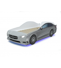 Кровать машина Mercedes с подсветкой фар дна и колесами Grey...